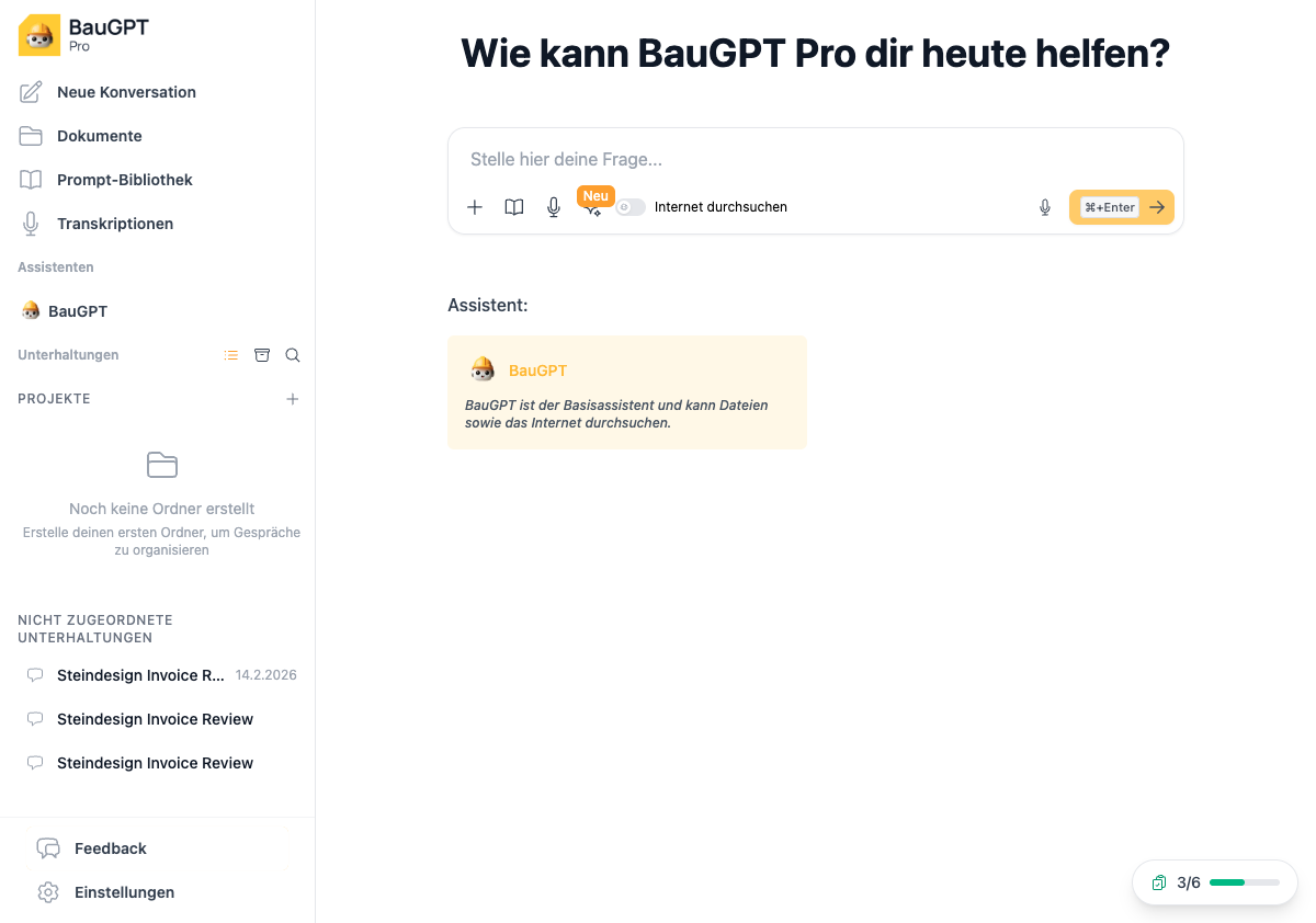 BauGPT Pro Dashboard
